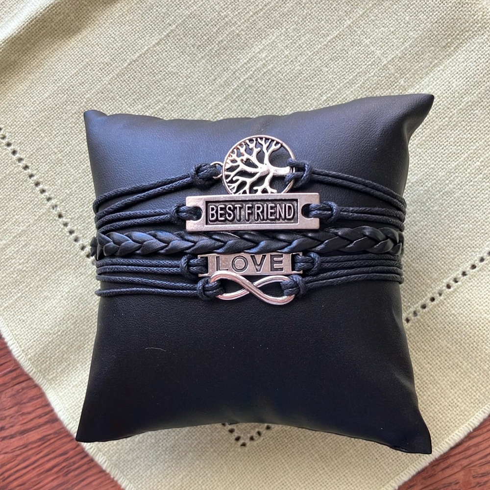 Black and Silver Friendship Bracelet Set